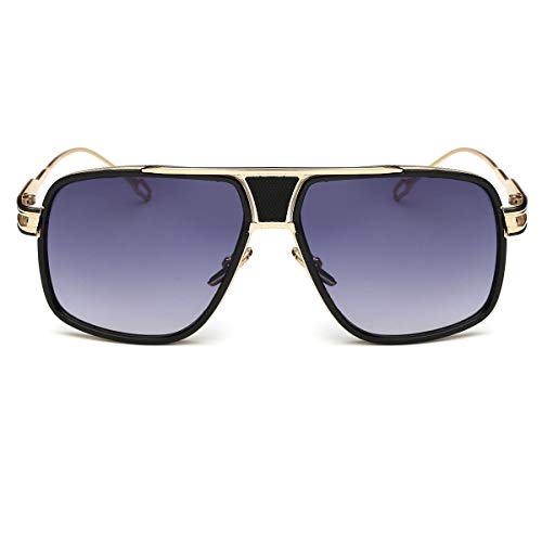 Image of Dollger Sunglasses for Men Oversize Classic Black Shades Goggle Retro Gold Alloy Frame Sun Glasses