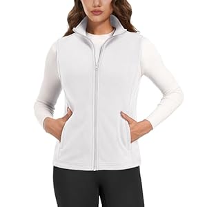 MAGCOMSEN Women’s Fleece Vest Outerwear Sleeveless Lightweight Zip Jackets Warm Soft Vests with Zipper Pockets