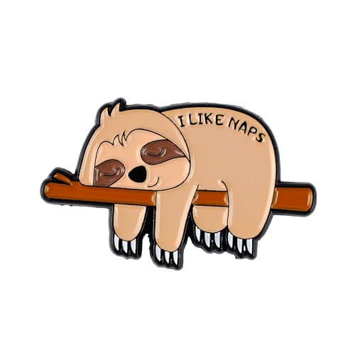 I Like Naps Sleeping Sloth Enamel Pin, Lazy Girl Badge Brooch, Funny Gift For Nap Queen Sleeping Lover, Low Energy Brooches, Napping Relaxation, Lazy Mood Lapel Badge, Humor Quote Saying Accessories