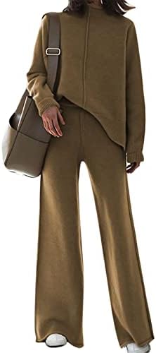 TOLENY Women's 2 Piece Lounge Sets Pullover Sweater and Wide Leg Pants Tracksuit Outfits