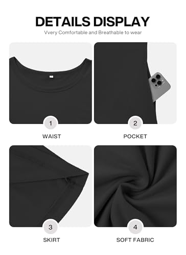 Image of VIISHOW Womens Round Neck 3 /4 Sleeves A-line Casual Tshirt Dress with Pocket