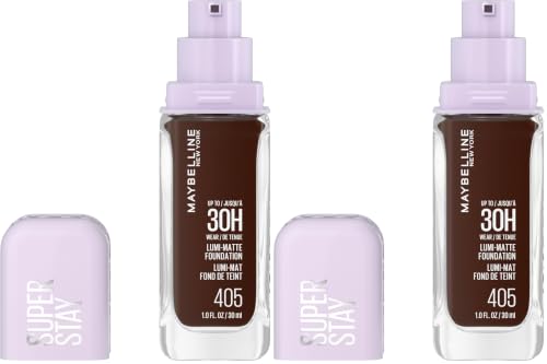 Image of Maybelline Super Stay Lumi-Matte Foundation, Lightweight and Buildable Full Coverage Foundation Makeup For Up To 30HR Wear, 405, 1 Count (Pack of 2)