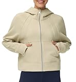 THE GYM PEOPLE Women's Full-Zip Up Hoodies Jacket Fleece Workout Crop Tops Sweatshirts with Pockets Thumb Hole