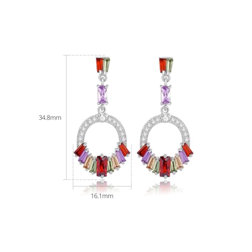 14K Gold Drop Earrings with Colorful Moissanite for Women, Sparkling Long Dangle Earrings for Special Occasion2