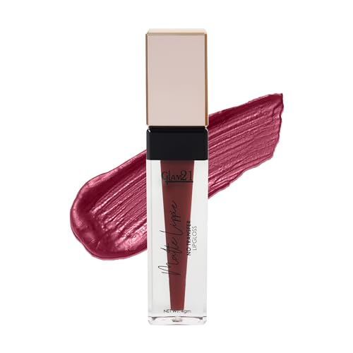 Image of Glam21 Matte Lippie No Transfer Lip Gloss | Lightweight and comfortable| Creamy Matte Formula - 4 gm | Maroon Crush-20