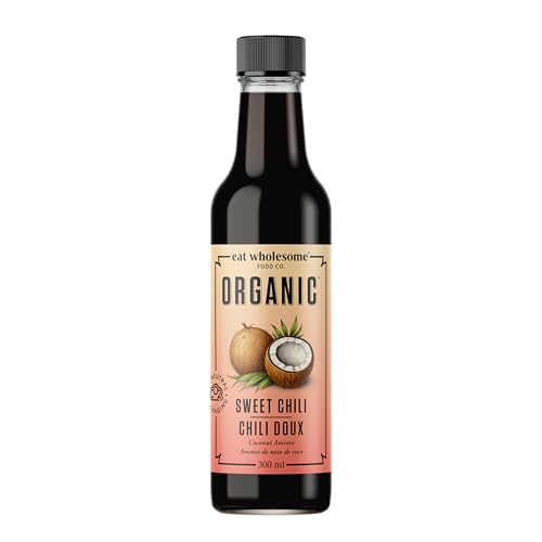 Eat Wholesome Organic Coconut Aminos Sweet Chili 300 ml - Vegan Naturally Fermented Reduced Sodium - For Marinades Dipping Sauce Rice Bowls and More