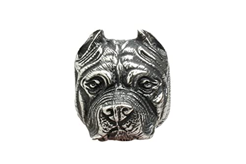 Stfery Aritos Acero Inoxidable, Anillos Compromiso Cabeza de Perro Rings para el Dia de San Valentin Negro Plata, 20