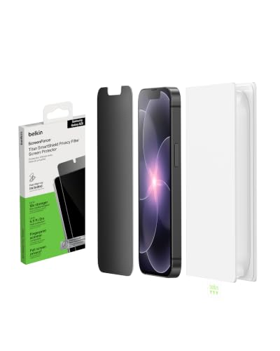 Belkin Titan SmartShield Protection D'Écran Anti-Espion pour iPhone 17e, Protection Antirayure, Anti-Impact, Anti-trace De Doigt, Compatible Coque, Ultrafine, Avec Support Easy Align