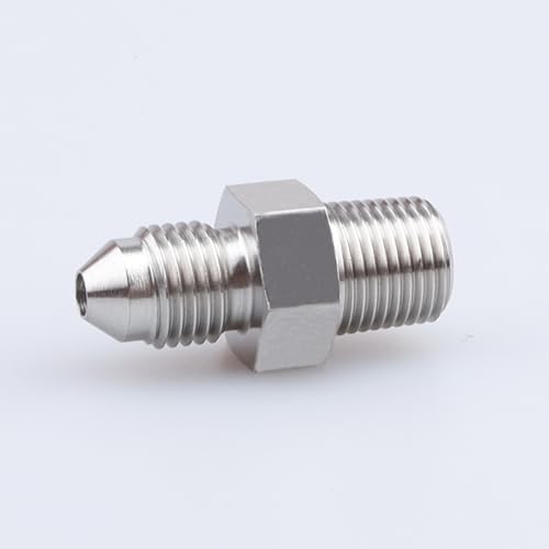 Image of Stainless Steel 1 /8 inch or 1 /8 inch NPT Male to 3AN 3 /8-24 thread AN3 Male Flare brake Hose Fitting Adapter