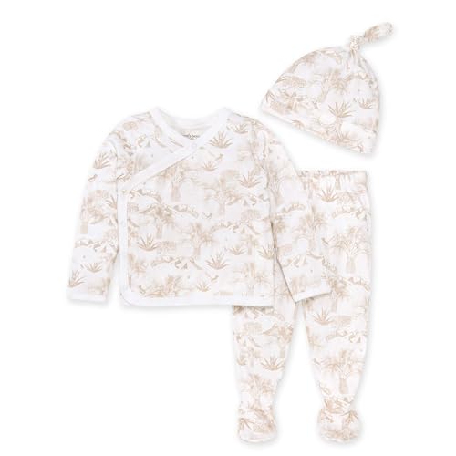 Image of Burt's Bees Baby baby-girls Unisex Baby Take Me Home Set, 3-piece Top, Pant, and Hat Bundle