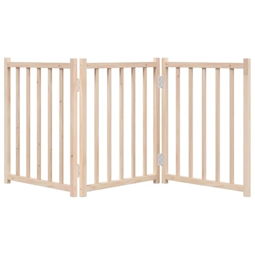 vidaXL Hundetor 3-TLG., Hundegitter Faltbar Pflegeleicht, Schutzgitter für Wohnzimmer Küche Treppe, Haustiertor Türschutzgitter, Massivholz Tanne