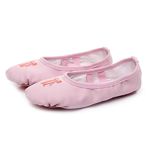HROYL Cute Ballet Shoes Leather Ballet Slippers,Suitable for Toddler Little Big Girl,TJ-XHballet3