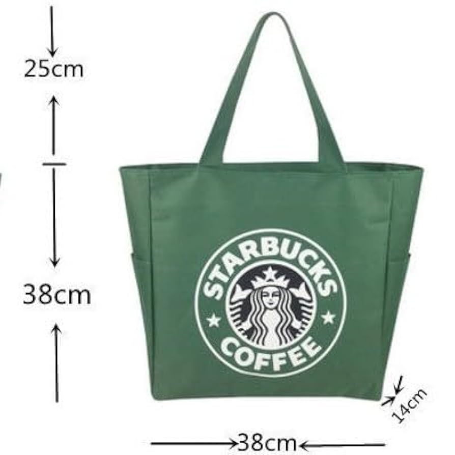Amazon.co.jp: スタバ トートバッグ 緑 エコバック ビッグサイズ