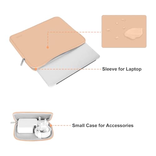 Image of MOSISO Laptop Case 13.3 inch, 13-13.3 inch Laptop Sleeve Bag Compatible with MacBook Air /Pro 13 /Pro 14 M5 M4 M3 M2 M1, HP Dell ASUS Lenovo, Neoprene Computer Sleeve Bag with Small Case, Peach Fuzz