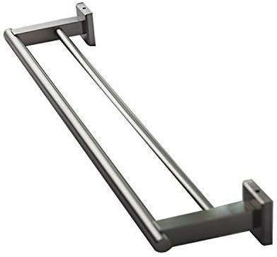 Miniatura 4 de Toallero doble moderno de alta calidad con base cuadrada (24 pulgadas), acabado cepillado, hecho de acero inoxidable, resistente al agua y al óxido,