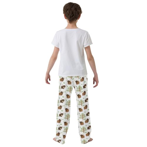 Cow on Grassland Boys Long Pants Soft Trousers Elastic Waist Kids Lounge Bottoms with Pockets S-XL3