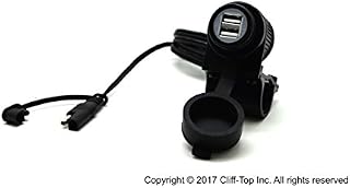 Cliff Top Heavy Duty Waterproof Motorcycle Handlebar SAE USB Power Charger for 7/8-1" Handlebar ATV UTV Smart Phone GPS Tablet Camera