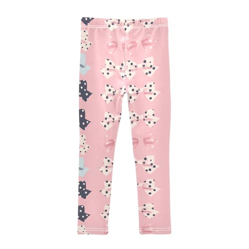 KLL Black Polka Dots on Pink Background Girls Active Leggings Stretchy High Waisted Athleisure Pants Sports2
