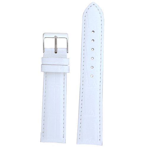 Techswiss Watch Band Extra Long Crocodile Grain White Stitching Padded 12 millimeter