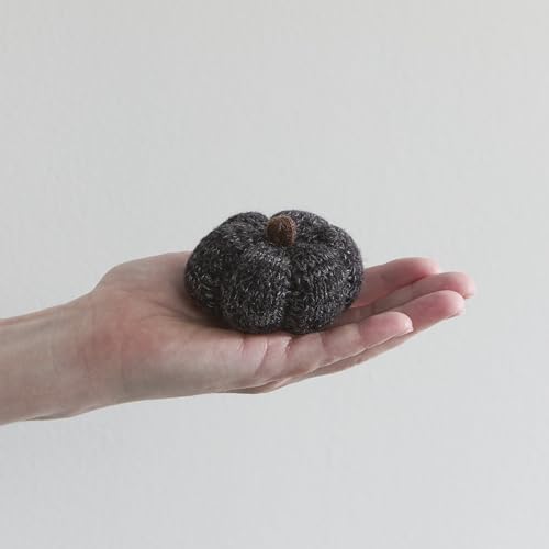 Image of Set of 3 Multi-size Cozy Knit Pumpkins (Granite Large Multi-size set) | Fall Home decor, Shelf sitters, Bowl fillers, Gift for Friend