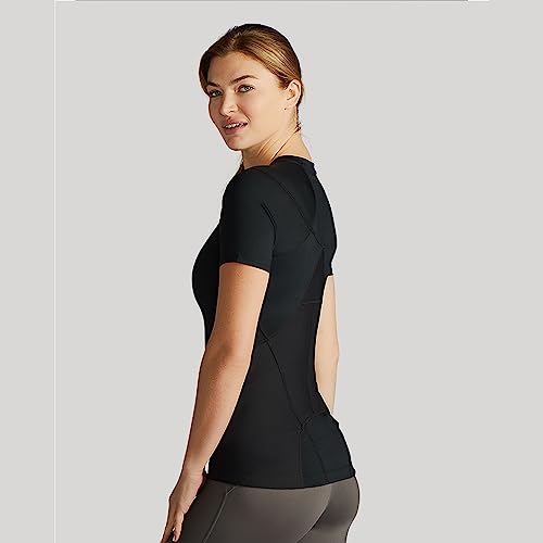 Tommie Copper Womens Short Sleeve V Neck Compression Shirt with Front Zipper – Posture Corrector Back & Shoulder Support2