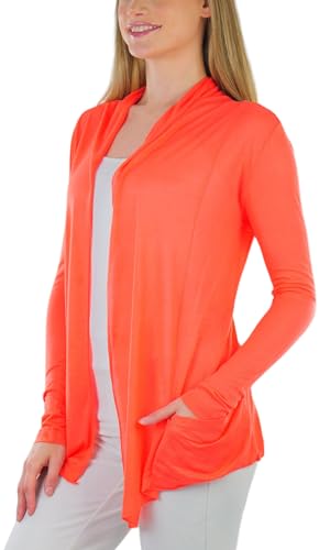 Image of ToBeInStyle Womens Open Front Long Sleeve Lightweight Asymmetrical Draped Cardigan with Side Pockets