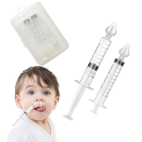 Image of Silicone Baby Nasal Aspirator,Syringe Nasal Irrigator,10ml Nasal Irrigator Portable Infant Nose Cleaner Nose Aspirator with Cleanable (Transparent with Storage Box ﻿)