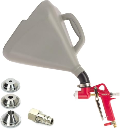 Trichterpistole 7,5L mit 3 Düsen: 4 mm, 6 mm & 8 mm, Gelenk, Druckluftschnellverschluss 1/4', Arbeitsdruck: 4 bis 8 bar, Putzlackierpistole Putzpistole Spritzpistole Putzhexe Putzmeister SN302k