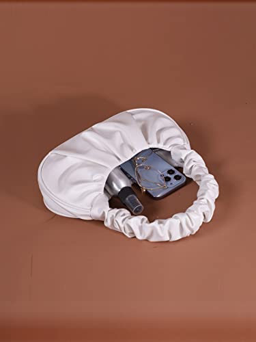 Verdusa Women's Ruched PU Leather Shoulder Handbags Y2k Top Handle Crescent Clutch Purses4