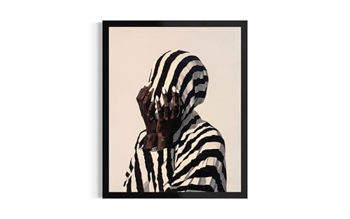 Afrocentric Abstract Black Woman Poster Wall Art Print, Black and