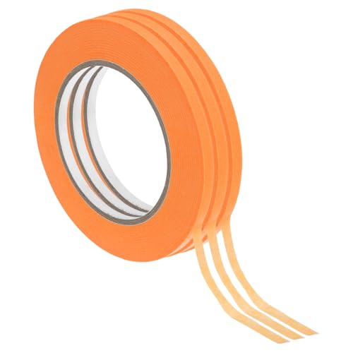 Image of PATIKIL Masking Tape 0.3 Inch x 55 Yard, 3 Roll General Purpose Adhesive Painting Tape Painters Tape for Arts Crafts Label, Orange
