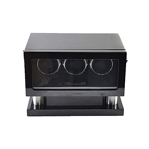Reloj winder para 3 relojes en pintura piano de madera y luz LED WQHPLMD