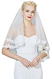 beautelicate pizzo veli da sposa accessori da sposa fasce da donna decorazioni per capelli di matrimonio per veli tulle a 1 strati bordi ricamati bianco o avorio (ivory - 2 strati)