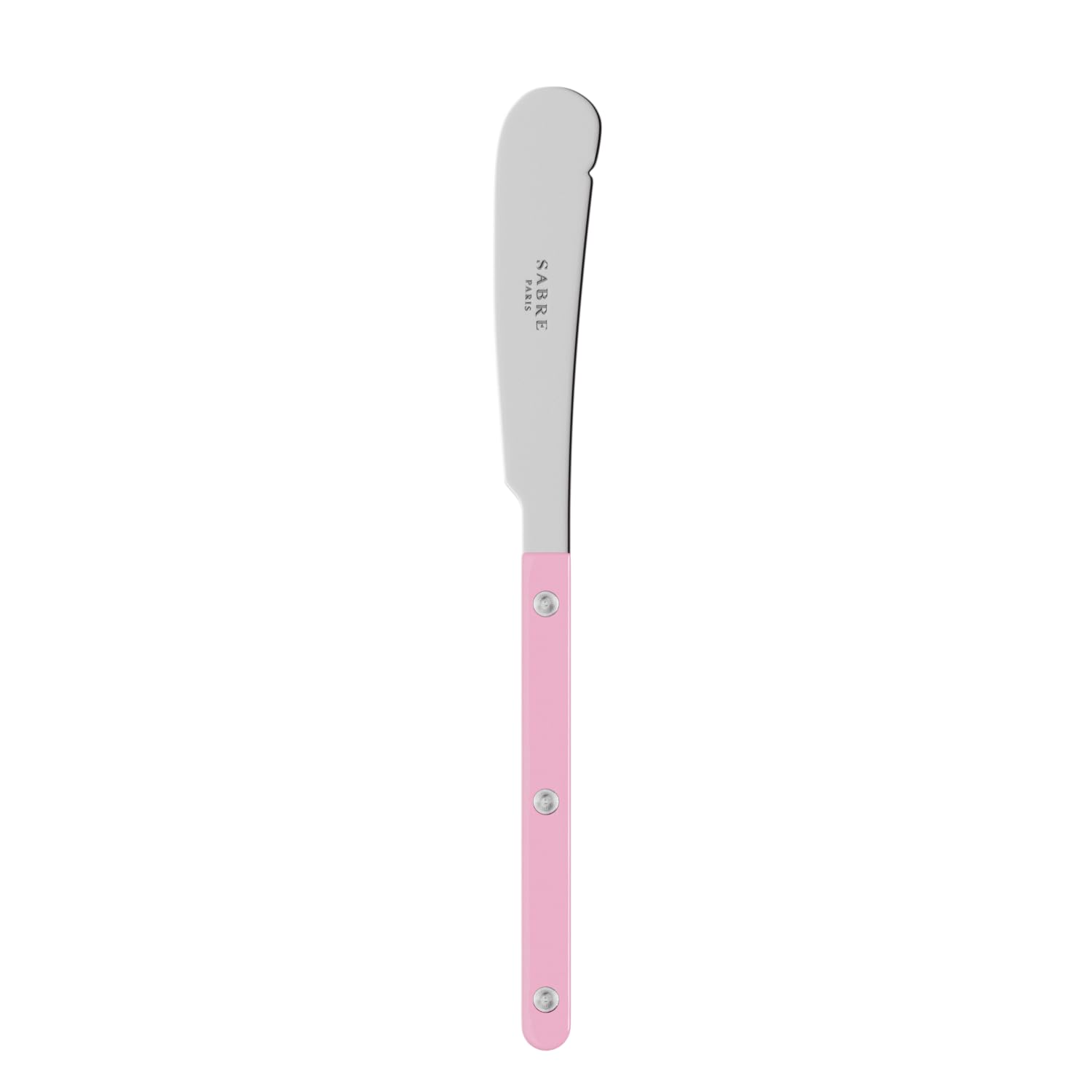 SABRE PARIS - Butter knife 21.5 cm - Bistrot Collection - Perfect for Butter, Tapenades, Spreads - Stainless Steel & Nylon - Dishwasher Safe - Pink - Brilliant Finish