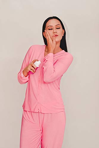 Roupa Pijama Adulto Feminino Aberto Liganete Longo Inverno Blogueira (XGG 46/48, ROSA FLORAL ESTAMPA