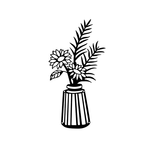 MANMAOHE Florero Flor Hierro forjado Decoración de pared Florero de metal Flores Arte de pared Silueta de metal Florero Negro Alambre de metal Decoración de flores Cover