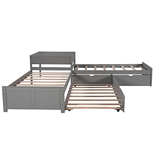 Buy SOFTSEA LShaped Corner Bed Frame, Twin Platform Bed Frame with