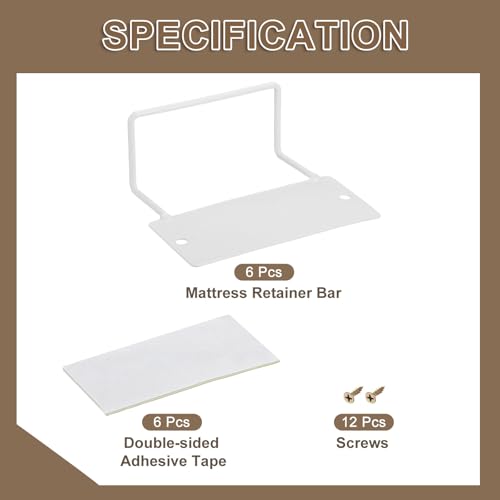 QUARKZMAN 6 Stück Matratzenrutschstopp, Matratzenhalterung Riegel Matratzenhalter rutschfeste Matratzenstopper zur Verhinderung des Verrutschens 4,7L x 3,7B x 2, Weiß