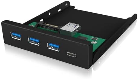 ICY BOX 60432 USB 3 Frontpanel, 1x USB-C, 3x USB-A, 3,5 Zoll intern, Metall, schwarz