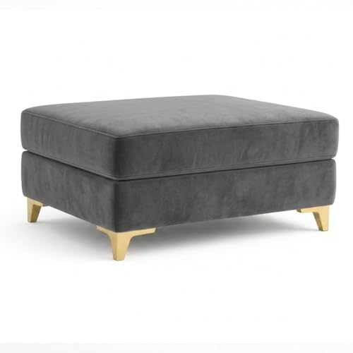 Image of CASASTYLE Groovy 4 Seater L Shape Sofa Set with Movable Ottoman | Flexible Left or Right Layout | Cozy Velvet Fabric | Soft Touch Seating | Modern Designer Sofa for Living Room (Dark Grey)