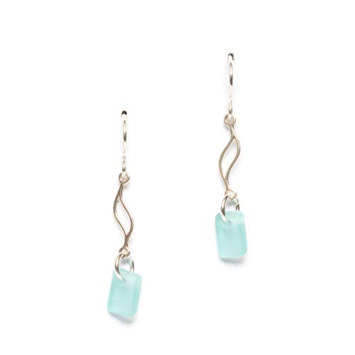 Journey Sea Glass Earrings (Ocean) - Sterling Drop Beach Earrings...