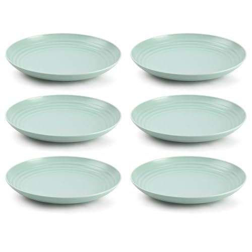 Acan Tradineur - Pack de 6 Platos llanos - Fabricado en Plástico - Apto para uso alimenticio, Microondas y Congelador - Ø 22 x 3 cm - Color Verde Pastel