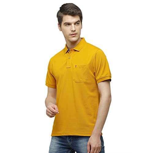 Image of Classic Polo Mens Cotton Blend Solid Half Sleeve Regular Fit Polo Neck T-Shirt