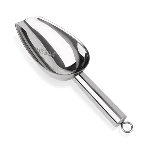Stainless Steel Ice Scoop for Ice Maker, 8.3 Inches Small Food Scoops for Candy Buffet, Ice Scooper, Ideal for Kitchen, Bars, 6oz