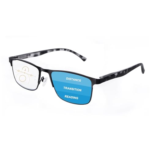 OKH Gafas de Lectura Multifocales Progressive Bloqueo de Luz Azul Para Hombres Lectores de Gafas Rectangulares Bifocales Anti Glare Multi Focus Reading Eyeglasses +1.25