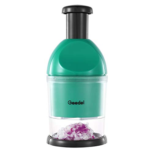Geedel Food Chopper, Manual Hand Chopper Dicer, Slap Press Chopper Mincer for Vegetables Onions Garlic Nuts Salads and More - Save Your Prep Time