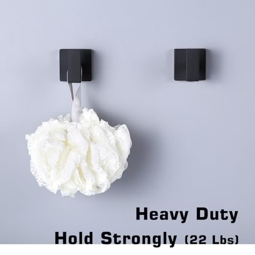 Image of (2-Pack) Matte Black Bathroom Towel Hooks, Stainless Steel Square Heavy Duty Wall Hooks Hanger for Bathroom Kitchen Holding Towels, Robes, Coats, Clothes