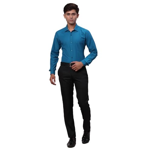 Image of Raymond Men's Slim Fit Structure Pattern Polyester Viscose Blend Flat Front Trouser