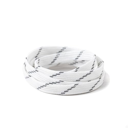 XIANMY Cordones planos de 9 mm, reflectantes, de repuesto, cordones de zapatos atléticos para tenis, zapatos casuales, botas, 140 cm, White, 140