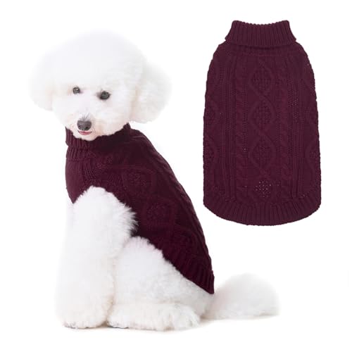 Image of BINGPET Dog Sweater for Small Medium Dogs, Turtleneck Knitted Clothes